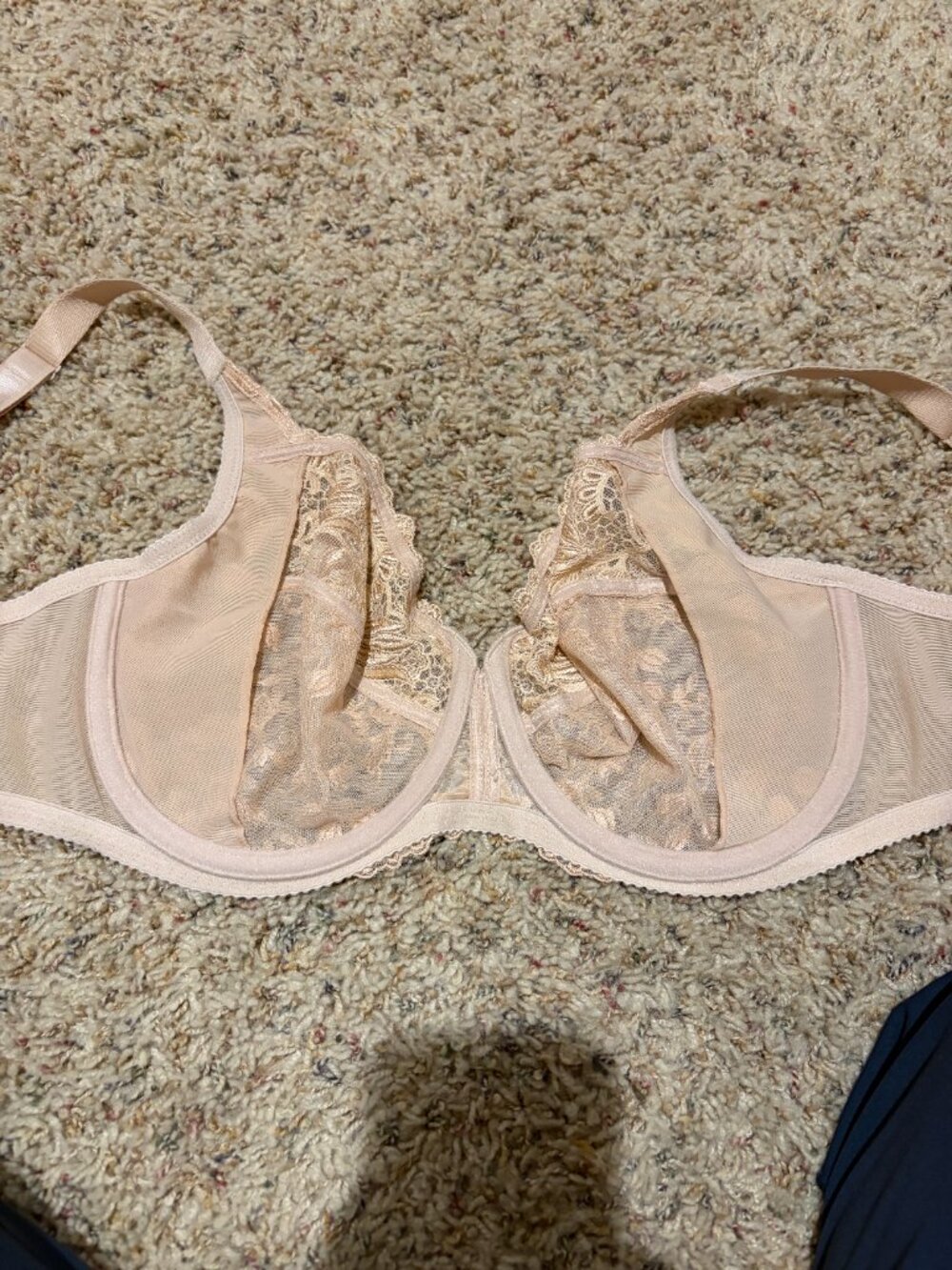 Wacoal 38D Tulip Embroidery Lace Bra Nude Tan 85702 - Picture 7 of 11